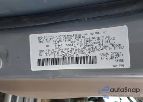 2002 Toyota Sequoia Sr5 V8 z USA, uszkodzony, nr VIN 5TDZT34A22S092165